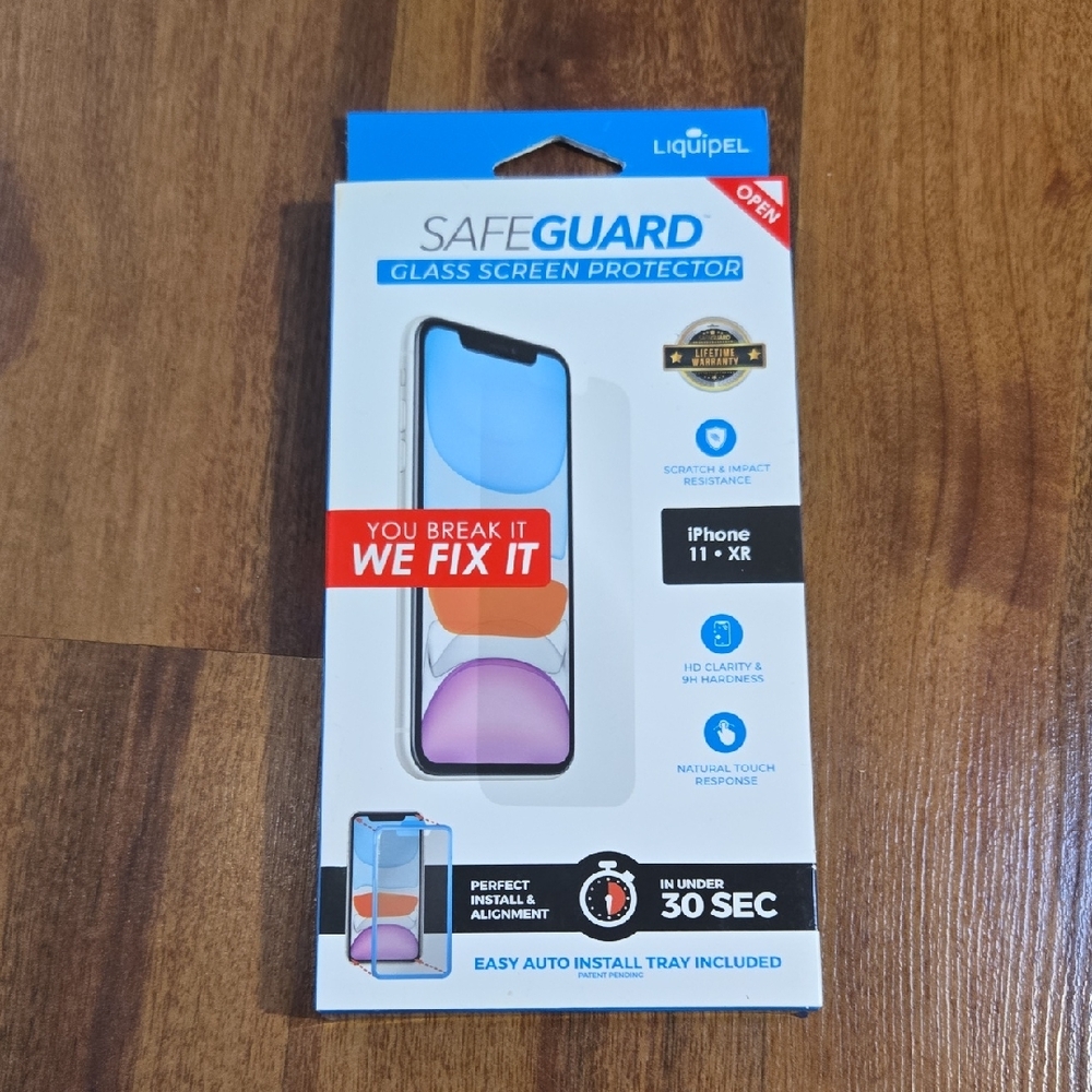 Glass Screen Protector for iPhone 11/XR - Clear Liquipel Safeguard NEW